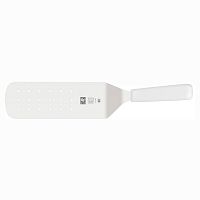 Лопатка 37,5 см. изогнутая рабочая часть 19,5*7,5 см. нерж. перфорированная широкая с пластик. руч белая Icel /1/