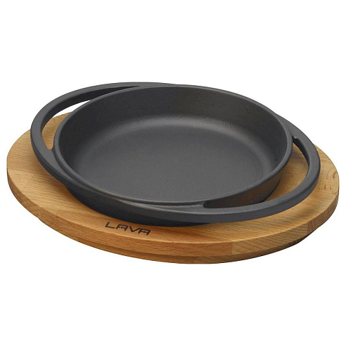 Сковорода порц. d=16 см. чугун. на дерев. подставке LAVA (LV ECO Y TV 16 K4) /1/