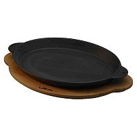 Сковорода порц. 24,5*18 см. чугун. овальная, на дерев. подставке "ECO" LAVA