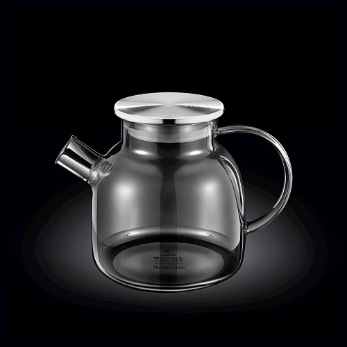Чайник 1200 мл. заварочный серый, с крышкой нерж., Термостекло Wilmax /1/18/
