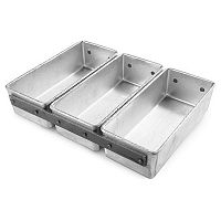 Форма для выпечки хлеба 20,5*9,2 см. h=6 см. алюминиевая литая 3х -секционная /1/