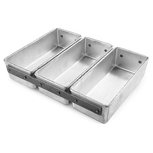 Форма для выпечки хлеба 20,5*9,2 см. h=6 см. алюминиевая литая 3х -секционная /1/