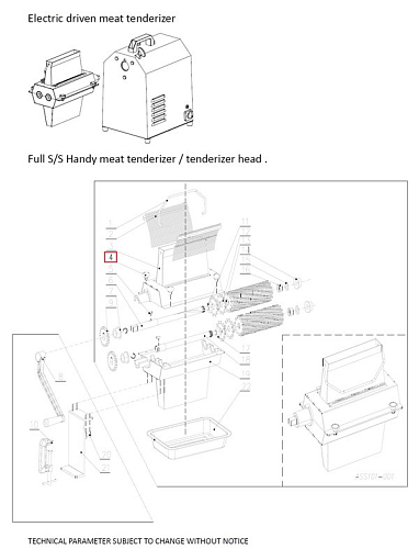 Винт с маховиком MT101-025 (# 4) для тендерайзера серии EТS, модели ETS737