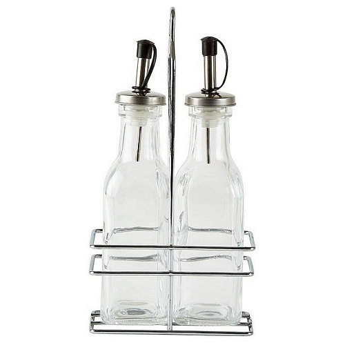 Набор для масла и уксуса 2 предмета h=25 см. 275 мл. на подставке /1/