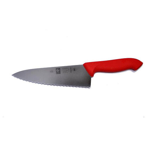 Нож поварской 200/330 мм. Шеф красный с волн. кромкой HoReCa Icel /1/6/