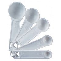 Набор мерных ложек 5 шт. белый пластик (100+50+15+ 5+1мл) Linden /1/