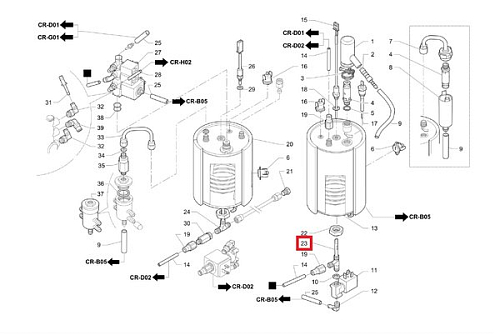 Трубка бойлера 940064008 (впускная) для кофемашины т.м. La Cimbali серии Q10
