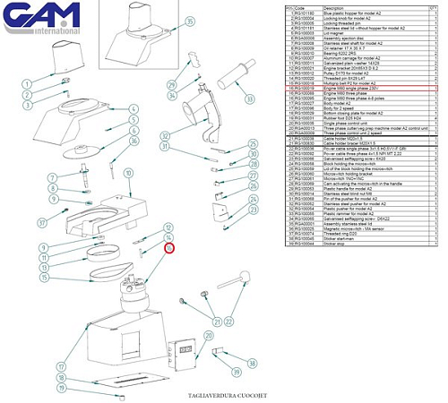 Электродвигатель однофазный 230V50Hz RG100019 для овощерезки т.м. Vortmax серии SL, мод. SL55 SS
