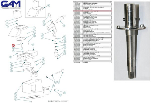 Вал RG100008 для овощерезки т.м. Vortmax серии SL, мод. SL55 SS