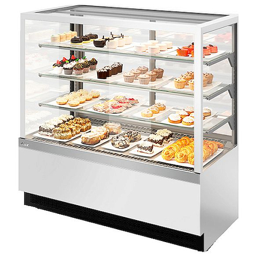 Витрина кондитерская Chilz VETE KUB LUX 90 белый глянец/шлифованная нержавейка