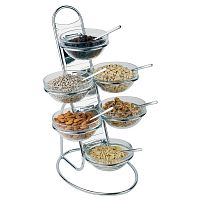 Подставка 30*23 см. h=48 см. с 6 емк. d=14 см. нерж.+стекло APS