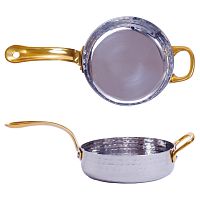 Сковорода порционная d=12 см. h=3,5 см. нерж. глубокая с 2 ручками латунь MGsteel /1/36/