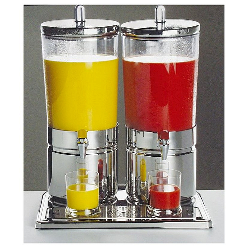 Диспенсер для соков, холодных напитков, 2*6 л h=52 см. нерж. колба пластиковая прозрачная с 2 охлажд элементами APS