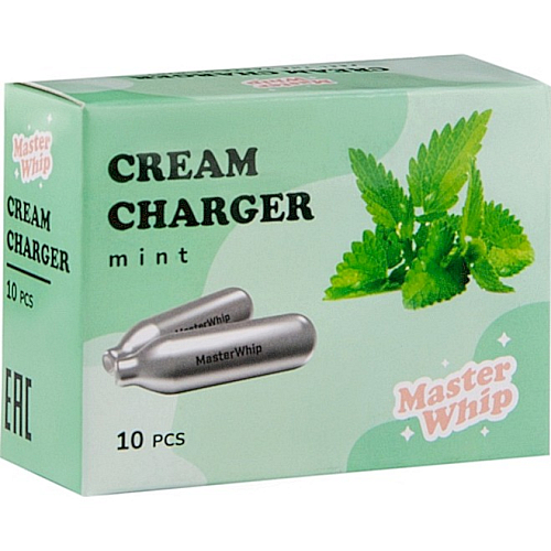 Баллончики для сифона для взбивания сливок (N2O) 10 шт/уп. вкус мята MasterWhip /1/36/