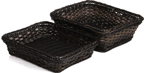 Корзина для хлеба прямоуг. (GN 1/3) 32.5х17,6х6,5см. черно-корич. полиротанг APS /1/
