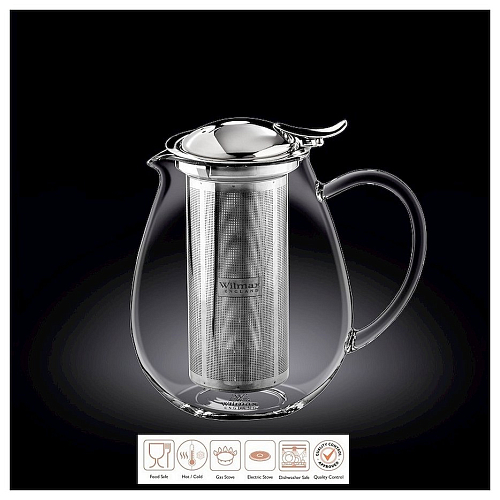 Чайник заварочный 1300 мл, с откидной крышкой и колбой нерж.Thermo Glass Wilmax/1/18/