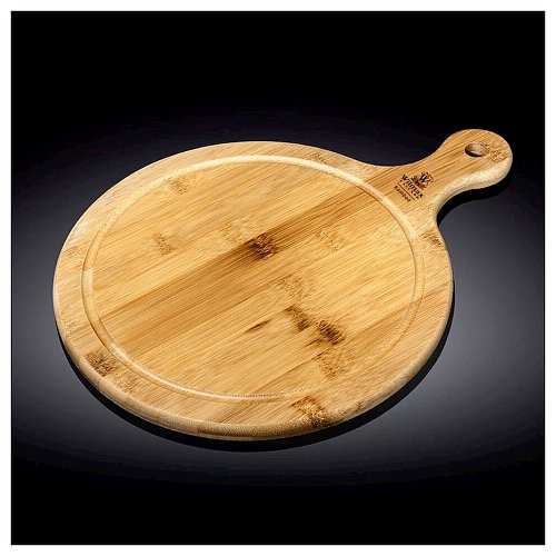 Доска для подачи с ручкой кругл. 40,5*30,5 см, бамбук Wilmax /3/18/