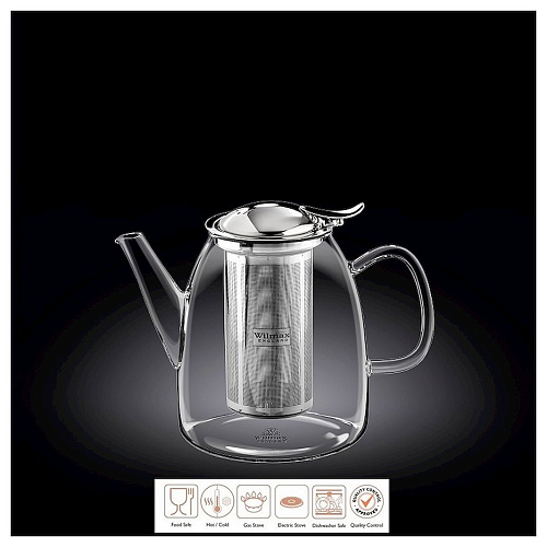 Чайник заварочный 600 мл, с откидной крышкой и колбой нерж. Thermo Glass Wilmax /1/24/
