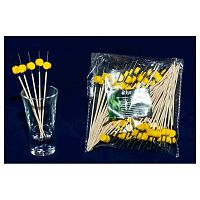 Пики деревянные Шайба желтая 12 см. 100 шт/уп.