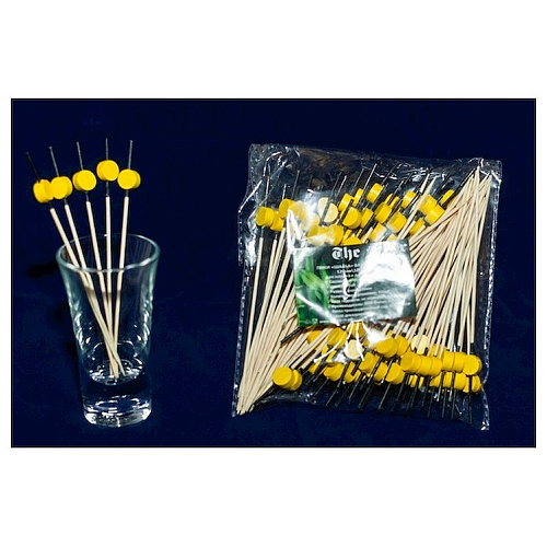 Пики деревянные Шайба желтая 12 см. 100 шт/уп.