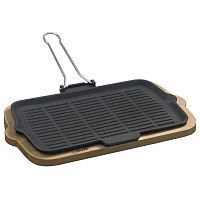 Сковорода-гриль 21*36 см. чугун, черная, на подставке "ECO" LAVA