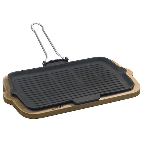 Сковорода-гриль 21*36 см. чугун, черная, на подставке "ECO" LAVA