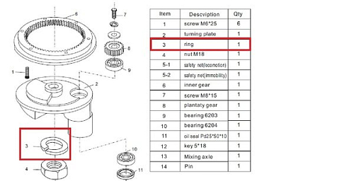 Шайба F9-3 для миксера планетарного т.м. EKSI серии EJ, мод. EJ-30BF