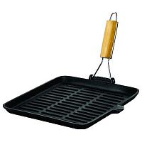 Сковорода-гриль 24*24 см. чугун. квадр. рифлен. с дерев. ручкой Abert /1/