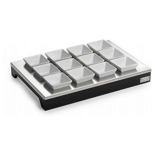 Подставка 46*32*5,5 см. с 12-ю салатниками, дерево цвет венге + нерж. Pinti