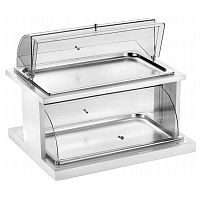 Этажерка 2-х ярусная Roll-Top поликарбонат на деревянной подставке белый Pinti