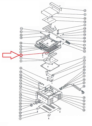 Плита рифленая нижняя #8 для гриля контактного т.м. EKSI серии HEG, мод. HEG-811