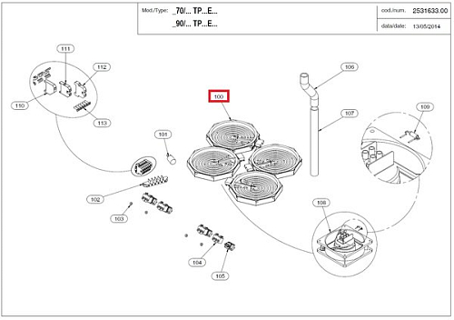 ТЭН 665.052.00 для плиты электрической т.м. Vortmax, серии SSS
