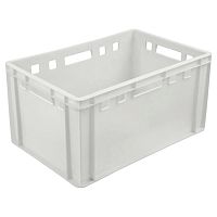 Ящик 600*400*300 мм. для мяса Е3 прямой сплошной, морозостойкий, белый (крышка 49164) /1/28/