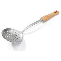 Шумовка 365 мм. d=110 мм. нерж с деревянной ручкой De Buyer /1/72/