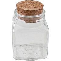 Банка для подачи 100 мл. d=48 мм. h=70 мм. квадр. с корковой пробкой /1/
