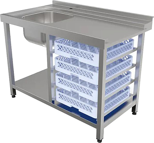 Стол для посудомоечной машины входной КОБОР СПМ/3-120/70/Л