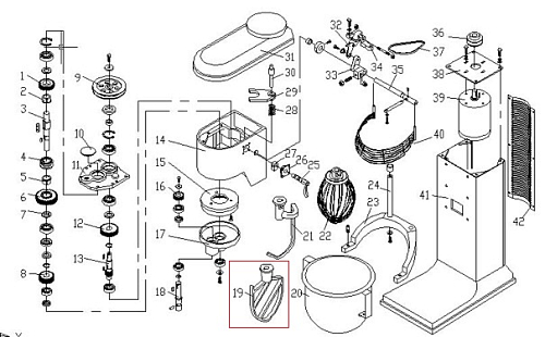 Лопатка (месильный орган) Z-VFM5D-19 для миксера планетарного т.м. EKSI серии VFM, мод. VFM5D