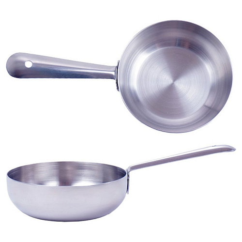 Сковорода порционная d=12,5 см. h=3 см. нерж. глубокая с ручкой MGsteel /1/96/