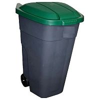 Бак для мусора 110 л. с зеленой крышкой, на колесах /1/