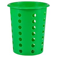 Емкость для столовых приборов (стакан) d= 95 мм. h=130 мм. перфорированная светло-зеленая , пластик MGprof /1/