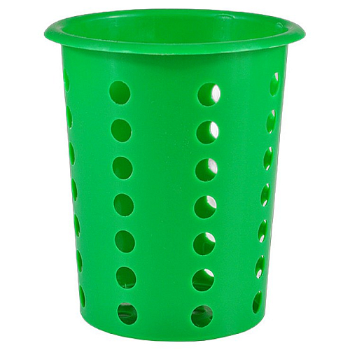 Емкость для столовых приборов (стакан) d= 95 мм. h=130 мм. перфорированная светло-зеленая , пластик MGprof /1/