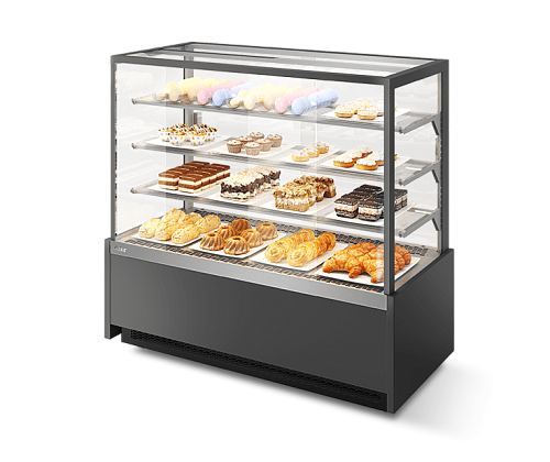 Витрина кондитерская Chilz Vete kub lux 130, чёрный муар/металлик 242-551