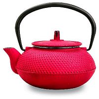 Чайник чугунный вишневый 550мл с ситечком