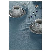 Скатерть 145*250 см. голубая мелкий цветок /3/