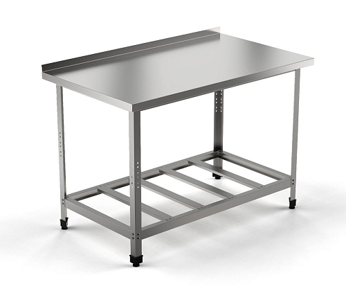 Стол производственный EKSI СПБП 1200/600-с ("Стандарт", борт, полка-решетка-1шт., расст. м/у реш.200мм)