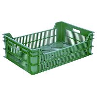 Ящик 600*400*190 мм. для фруктов прямой перфорированный зеленый /1/48/