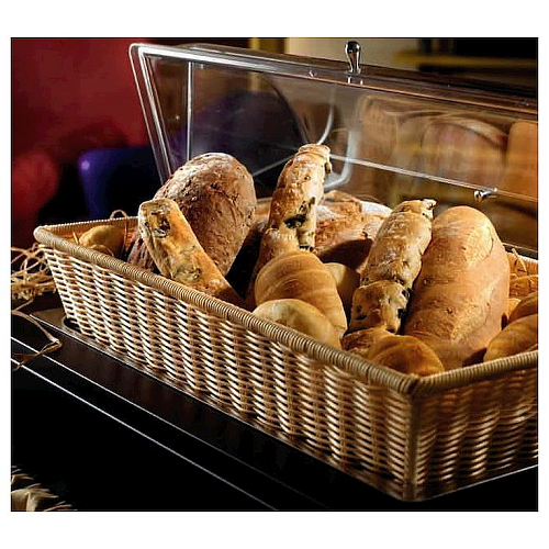 Корзина для хлеба прямоуг. 52,5х32х29,5 см. (GN 1/1) полиротанг, крышка Roll-Top поликарбонат Pinti