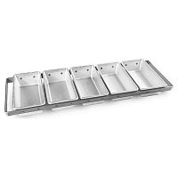 Форма для выпечки хлеба 21,5*10,5 см. h=5 см. с ручкой алюминиевая литая 5-ти -секционная /1/