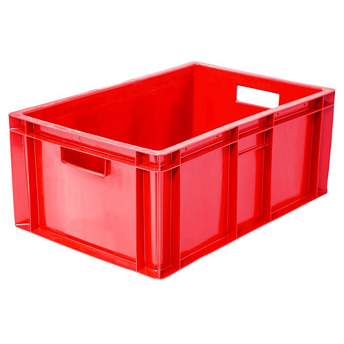 Ящик 600*400*250 мм. для мяса прямой сплошной, красный /1/36/