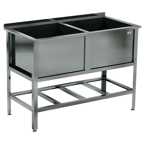 Ванна моечная двухсекционная сварная с бортом Кобор ВМСБ/2-134/70/430